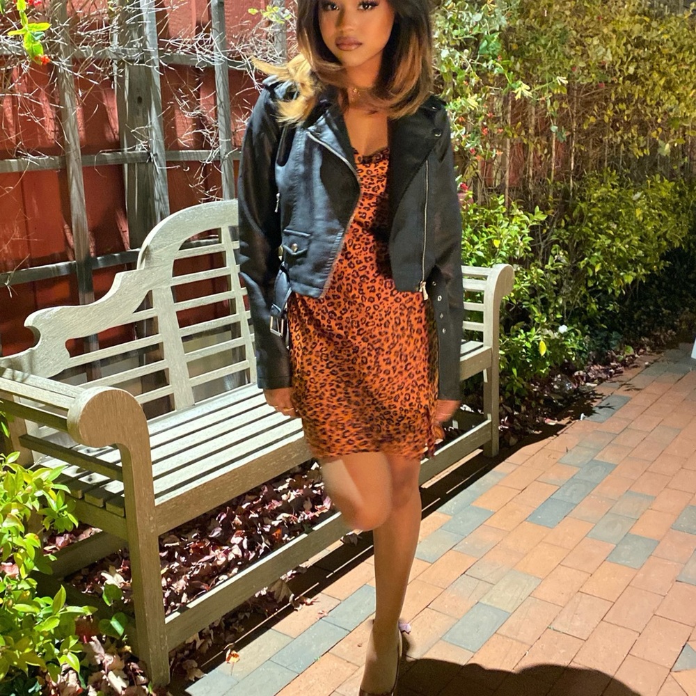 Animal print slip dress